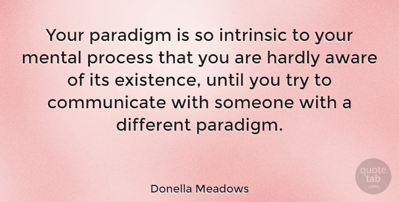 Donella Meadows Quote About Aware, Hardly, Intrinsic, Paradigm, Until: Your Paradigm Is So Intrinsic...