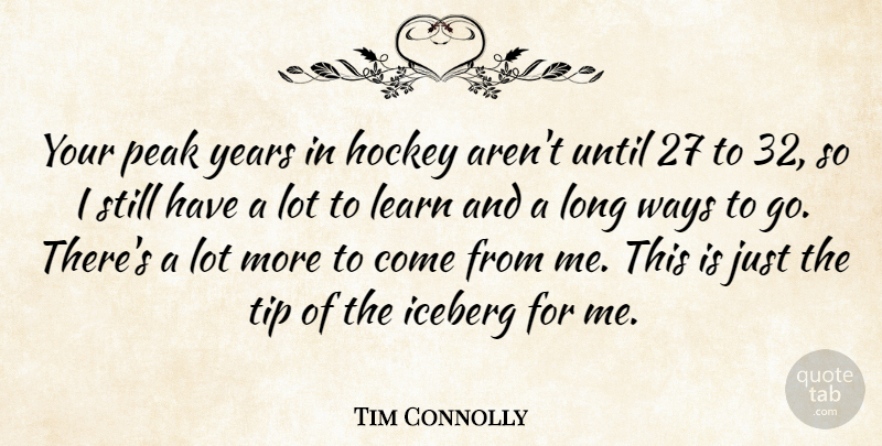 Tim Connolly Quote About Hockey, Iceberg, Learn, Peak, Tip: Your Peak Years In Hockey...