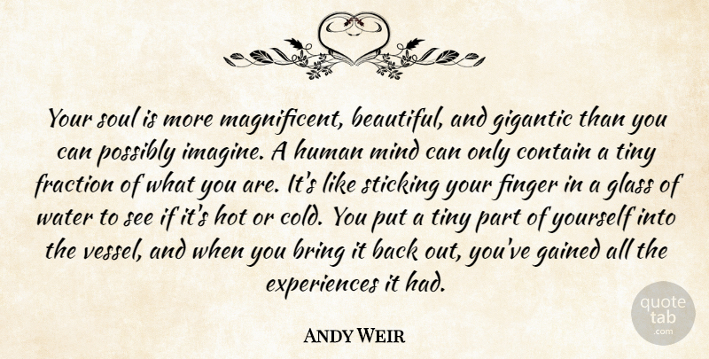Andy Weir Quote About Beautiful, Glasses, Water: Your Soul Is More Magnificent...