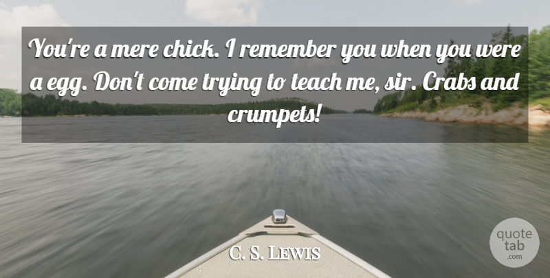 C. S. Lewis Quote About Remember You, Remembers You, Eggs: Youre A Mere Chick I...