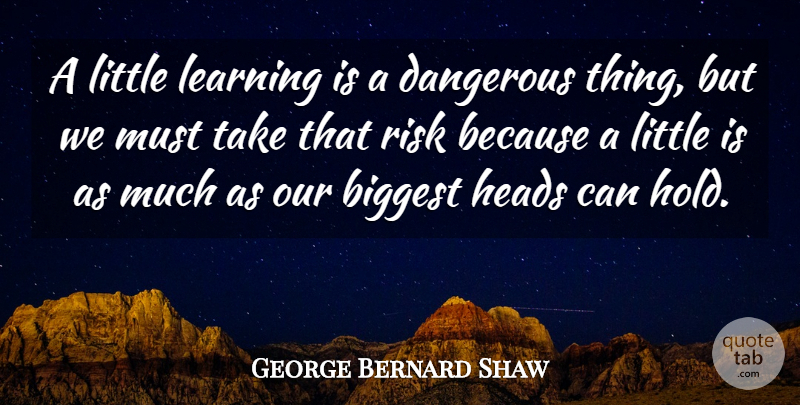 George Bernard Shaw Quote About Risk, Littles, Dangerous: A Little Learning Is A...