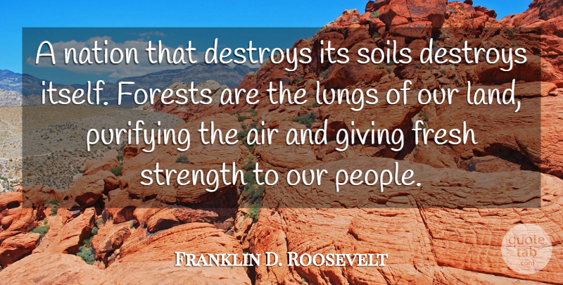 Franklin D. Roosevelt Quote About Nature, Patriotic, Air: A Nation That Destroys Its...