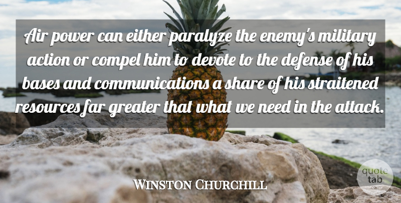 Winston Churchill Quote About Military, Communication, Air: Air Power Can Either Paralyze...
