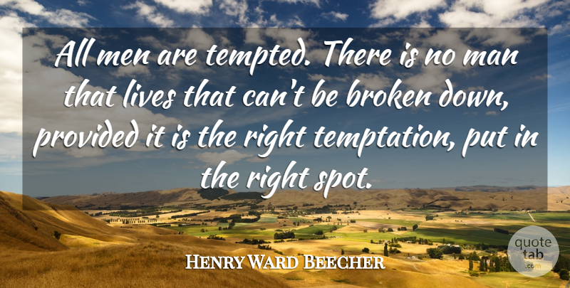 Henry Ward Beecher Quote About Motivational, Men, Broken: All Men Are Tempted There...