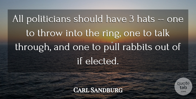 Carl Sandburg Quote About Hats, Pull, Rabbits, Talk, Throw: All Politicians Should Have 3...