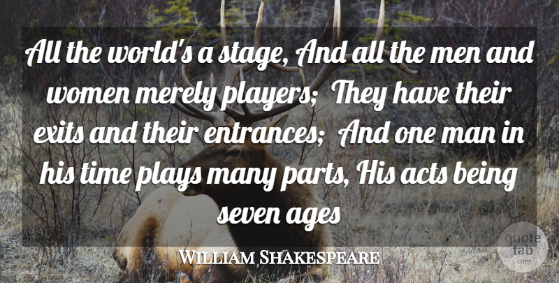 William Shakespeare Quote About Acts, Ages, Man, Men, Merely: All The Worlds A Stage...