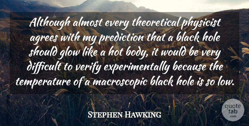Stephen Hawking Quote About Almost, Although, Glow, Hole, Hot: Although Almost Every Theoretical Physicist...