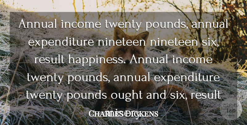 Charles Dickens Quote About Annual, Income, Nineteen, Ought, Pounds: Annual Income Twenty Pounds Annual...