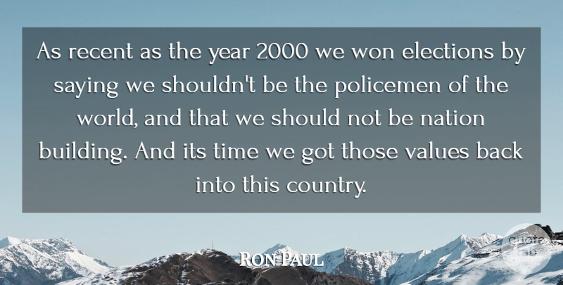 Ron Paul Quote About Country, Years, World: As Recent As The Year...