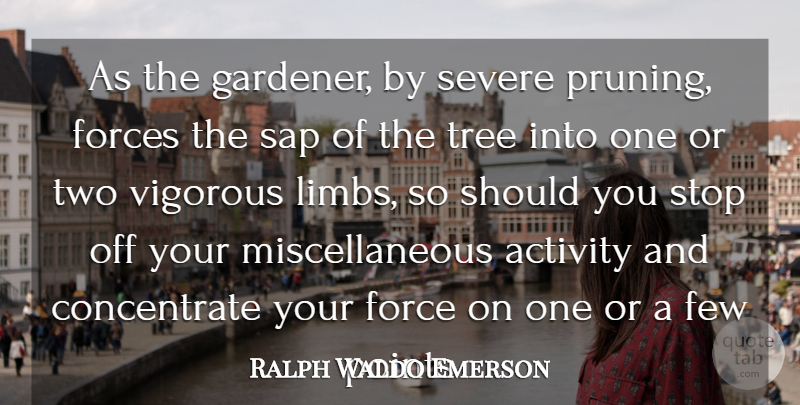 Ralph Waldo Emerson Quote About Motivational, Two, Tree: As The Gardener By Severe...