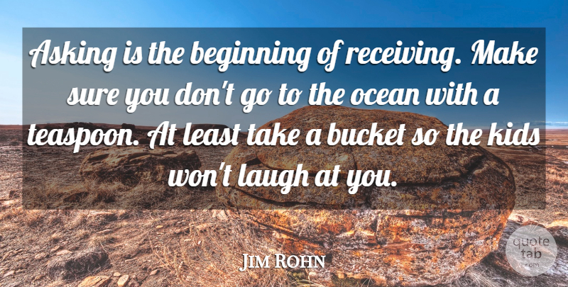 Jim Rohn Quote About Self Esteem, Ocean, New Beginnings: Asking Is The Beginning Of...