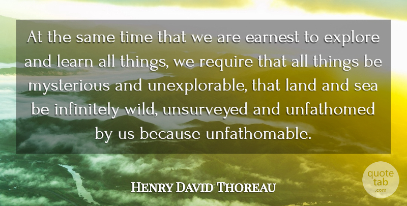 Henry David Thoreau Quote About Earnest, Explore, Infinitely, Land, Learn: At The Same Time That...