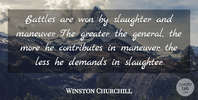 Winston Churchill Quote About Military, Battle, Demand: Battles Are Won By Slaughter...