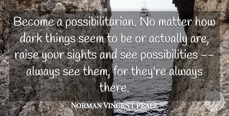 Norman Vincent Peale Quote About Inspirational, Positive, Happiness: Become A Possibilitarian No Matter...