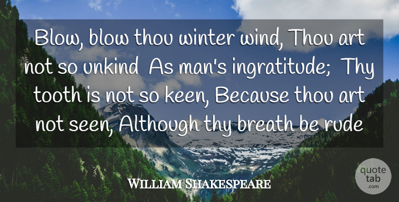William Shakespeare Quote About Although, Art, Blow, Breath, Rude: Blow Blow Thou Winter Wind...
