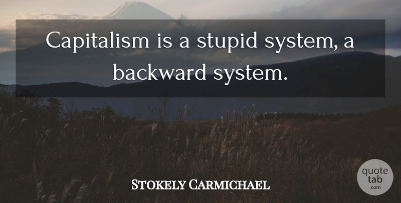 Stokely Carmichael Quote About Stupid, Revolutionary, Capitalism: Capitalism Is A Stupid System...