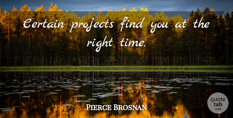 Pierce Brosnan Quote About Time: Certain Projects Find You At...