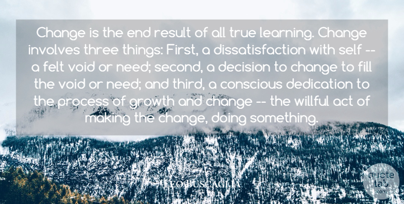 Leo Buscaglia Quote About Change, Dedication, Self: Change Is The End Result...