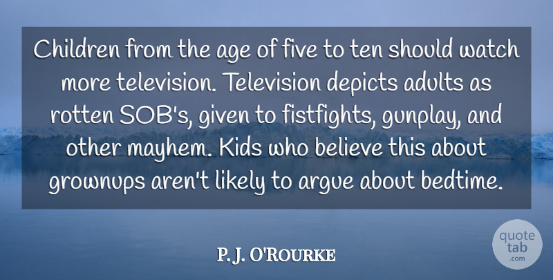 P. J. O'Rourke Quote About Baby, Children, Believe: Children From The Age Of...