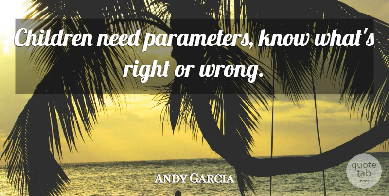 Andy Garcia Quote About Children, Needs, Parameters: Children Need Parameters Know Whats...