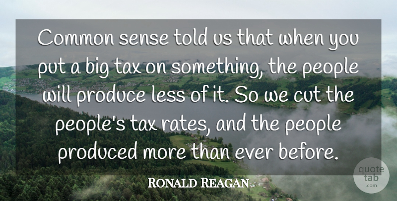 Ronald Reagan Quote About Common, Common Sense, Cut, Less, People: Common Sense Told Us That...
