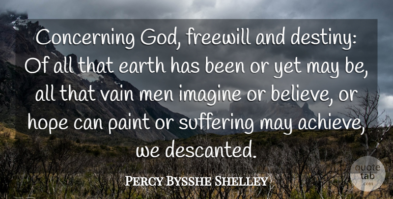 Percy Bysshe Shelley Quote About Believe, Destiny, Men: Concerning God Freewill And Destiny...
