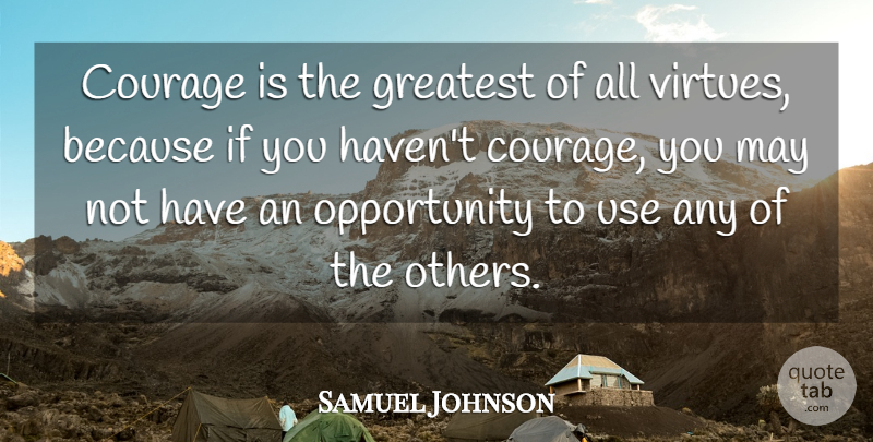 Samuel Johnson Quote About Positive, Leadership, Wisdom: Courage Is The Greatest Of...