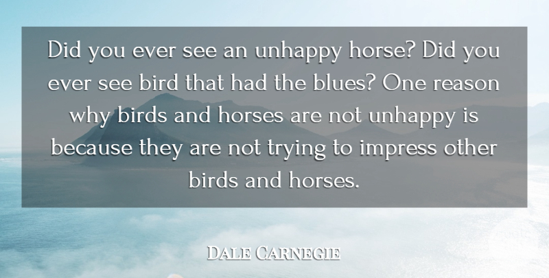 Dale Carnegie Quote About Happiness, Horse, Bird: Did You Ever See An...