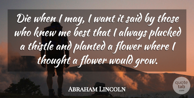 Abraham Lincoln Quote About American President, Best, Die, Flower, Knew: Die When I May I...