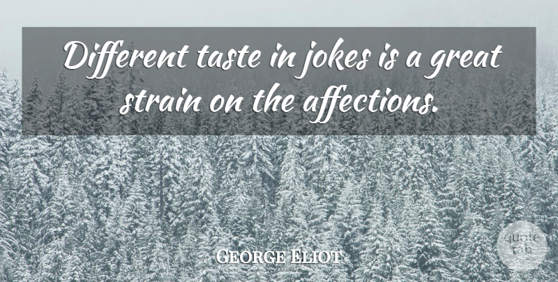 George Eliot Quote About British Author, Great, Jokes, Strain, Taste: Different Taste In Jokes Is...