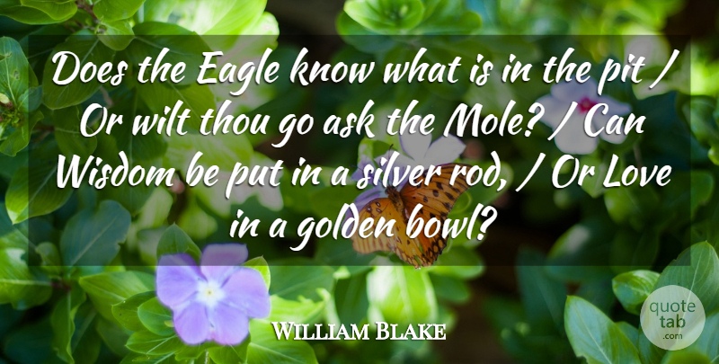 William Blake Quote About Ask, Eagle, Golden, Love, Pit: Does The Eagle Know What...