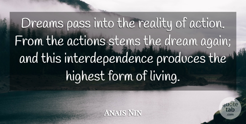 Anais Nin Quote About Life, Motivational, Inspiring: Dreams Pass Into The Reality...