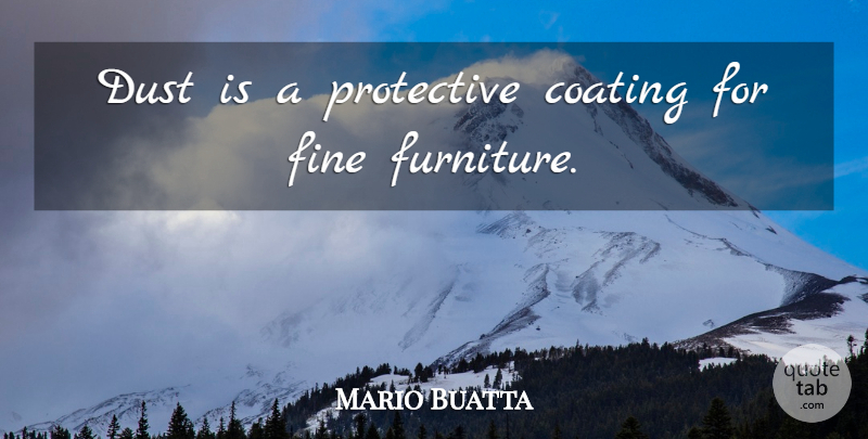 Mario Buatta Quote About Adversity, Dust, Fine, Protective: Dust Is A Protective Coating...