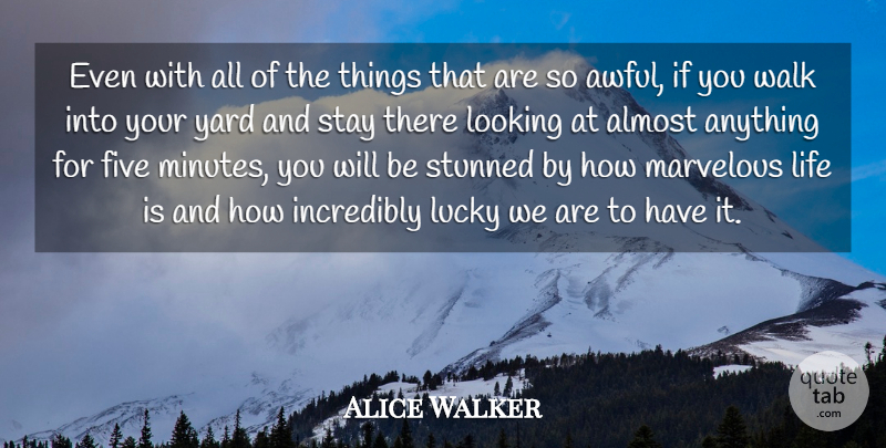 Alice Walker Quote About Almost, Five, Incredibly, Life, Looking: Even With All Of The...