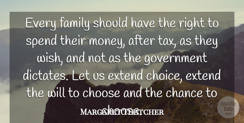 Margaret Thatcher Quote About Government, Should Have, Choices: Every Family Should Have The...