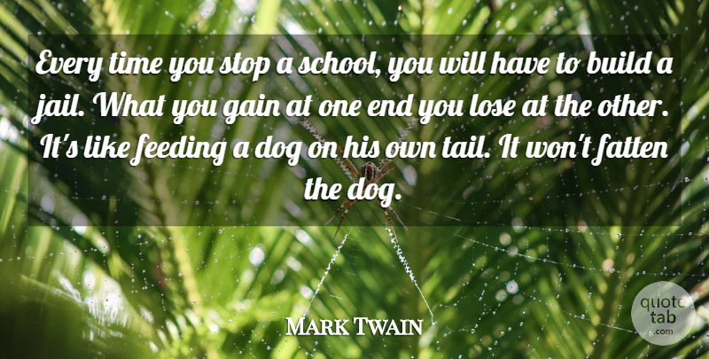 Mark Twain Quote About Education, Dog, School: Every Time You Stop A...