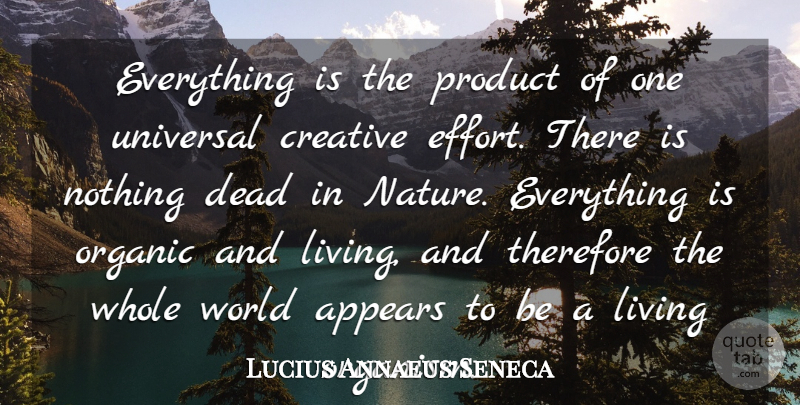 Lucius Annaeus Seneca Quote About Appears, Dead, Living, Organic, Product: Everything Is The Product Of...
