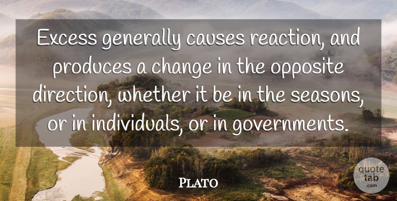 Plato Quote About Plato, Government, Opposites: Excess Generally Causes Reaction And...