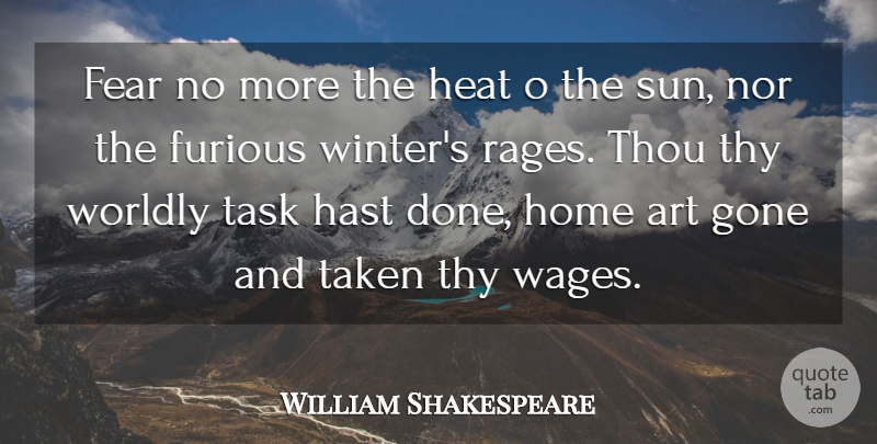 William Shakespeare Quote About Art, Fear, Furious, Gone, Heat: Fear No More The Heat...