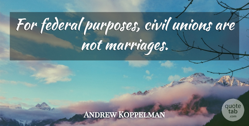 Andrew Koppelman Quote About Civil, Federal, Unions: For Federal Purposes Civil Unions...