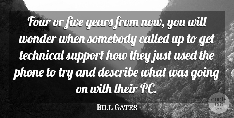 Bill Gates Quote About Describe, Five, Four, Phone, Somebody: Four Or Five Years From...