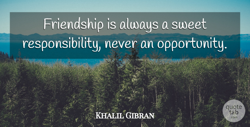 Khalil Gibran Quote About Friendship, Best Friend, Sweet: Friendship Is Always A Sweet...