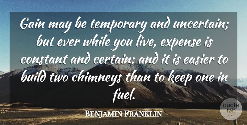 Benjamin Franklin Quote About Motivation, Two, Liberty: Gain May Be Temporary And...