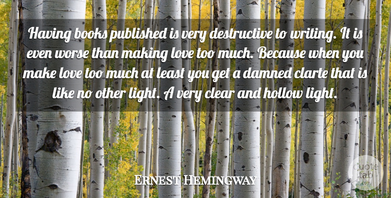 Ernest Hemingway Quote About Love, Book, Writing: Having Books Published Is Very...
