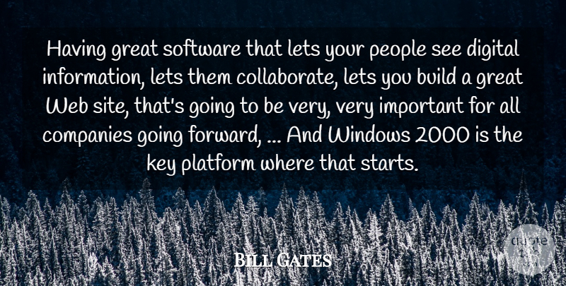 Bill Gates Quote About Build, Companies, Digital, Great, Information: Having Great Software That Lets...