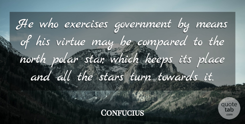 Confucius Quote About Stars, Mean, Exercise: He Who Exercises Government By...