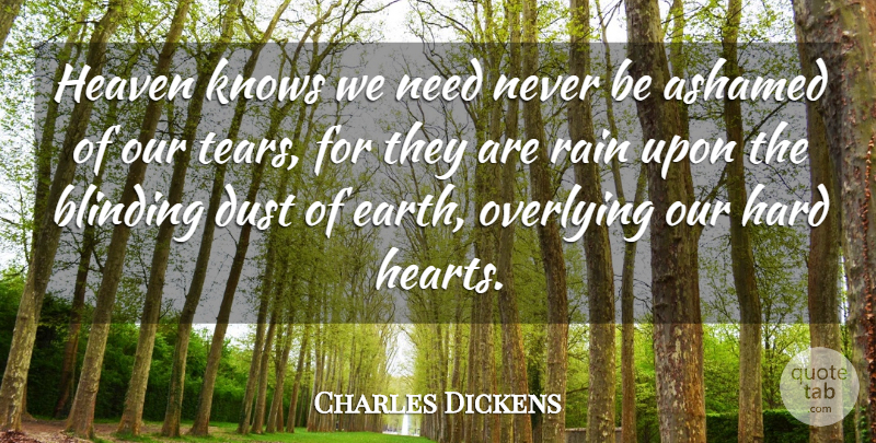 Charles Dickens Quote About Sorry, Rain, Heart: Heaven Knows We Need Never...