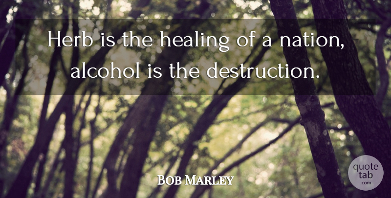 Bob Marley Quote About Weed, Hippie, Drinking: Herb Is The Healing Of...