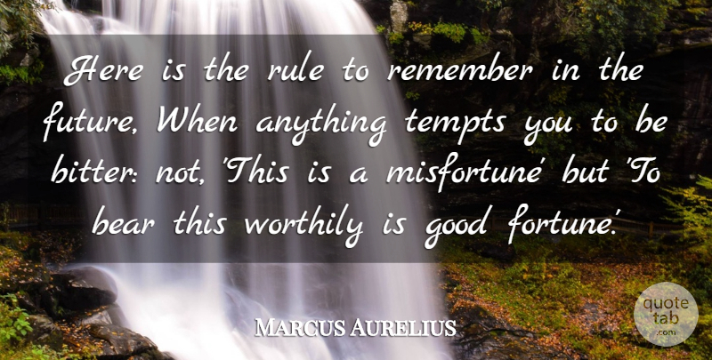 Marcus Aurelius Quote About Adversity, Bitterness, Bears: Here Is The Rule To...