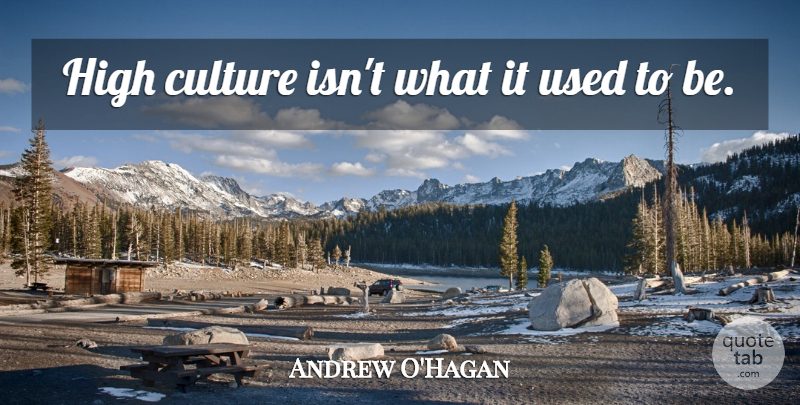 Andrew O'Hagan Quote About Culture, High: High Culture Isnt What It...